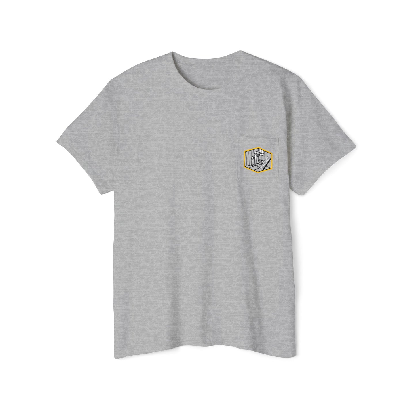 Unisex Heavy Cotton Pocket Tee - Open Walls Design for Tradespeople